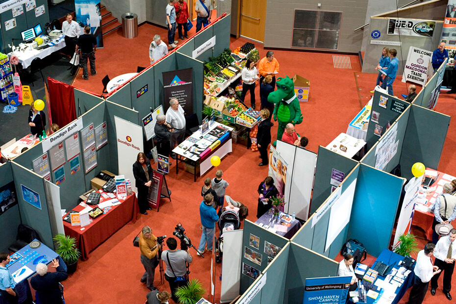 Stalls setup in the Auditorium for a conference